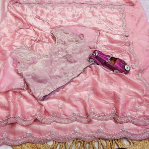 New Designer Summer Collection Indian Sarees with Heavy Real <b>Beads</b> Moti & <b>Threads</b> Work and Blouse for Parties and Wedding Wear - Product Image 6