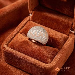 Rose Gold Plated Iced Out <b>Dome</b> <b>Ring</b> for Men VVS Moissanite Baguette Diamond Cluster Statement <b>Ring</b> Hip Hop Pink Gold Jewellery - Product Image 3
