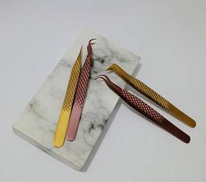 Pince à épiler pour extensions de cils, à pointe droite, isolée, en métal or rose, avec pointe en fibre de précision, anti-magnétique et anti-statique, 10 mm - Product Image 3
