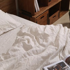 Ensemble de housse de couette en lin rayé, coloré, standard, délavé, à carreaux gingham, vente en gros - Product Image 3