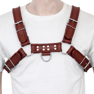 Factory Price Handmade Brown Heavy Duty Premium Cowhide Leather Adjustable Straps With Metal Buckles <b>Harness</b> Top For <b>Men</b> & Women - Product Image 1