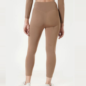 Seamless Scrunch <b>Women</b> Cross Waistband New Fashion Sports Short Length Bottom <b>Compression</b> Solid Color Quick Dry Gym <b>Leggings</b> - Product Image 2