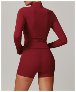 Haut de sport pour femme, coupe courte, à manches longues, très élastique, léger et respirant, avec passe-pouces, pour le yoga et le fitness - Product Image 2