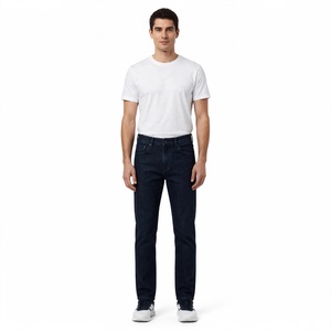 Jeans en denim délavé pour homme, coupe droite, taille mi-haute, en coton élasthanne, décontracté, respirant, séchage rapide, écologique, personnalisable - Product Image 2