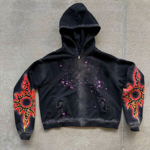 Sweat à capuche zippé Nesta Sports personnalisé en molleton 100 % coton pour homme, imprimé DTG avec motif en strass - Product Image 1