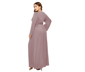 Women Irregular Solid Color Sexy Long-sleeved Deep V Party Dress Women's Evening Dress Pluz Size - Product Image 2