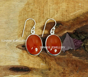 Pendientes Colgantes de Plata de Ley 925 con Cornalina Natural, Joyería Artesanal con Piedras Preciosas, Pendientes Elegantes - Product Image 2