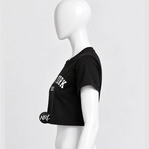 เสื้อครอปเรียบง่ายสำหรับผู้หญิง คุณภาพสูง ผลิตตามสั่ง ผ้าฝ้าย 100% ระบายอากาศได้ดี แฟชั่นฤดูร้อน ทันสมัย สวมใส่สบาย เสื้อยืดผู้หญิง - Product Image 2