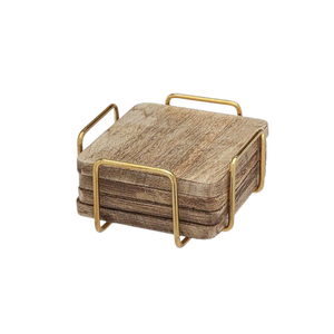Ensemble de sous-verres ronds en acacia, épaisseur 5 mm, diamètre 300 mm, antidérapants, réutilisables, design moderne, tapis et coussinets, lot de 4 pièces - Product Image 2