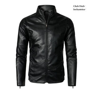 Veste de motard en cuir véritable, faite à la main, de haute qualité, col classique, couleur marron unie, vestes en cuir véritable pour hommes - Product Image 2