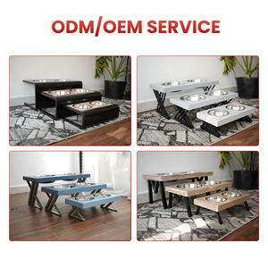 Mangeoire surélevée moderne pour animaux de compagnie, 3 tailles, en acier inoxydable, double gamelle pour chien et chat, support en bois surélevé PF027 - Product Image 4