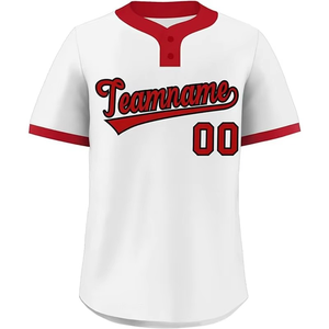 Trendy Classic Baseball Jersey 100% Polyester Mesh Short Sleeves Two Button Crew Neck Quick Dry Softball Baseball Jersey - Product Image 2