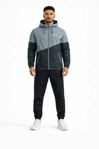 Chaqueta cortavientos impermeable con cremallera de nailon, estilo urbano, con logo serigrafiado, ligera, transpirable y con capucha para hombre. - Product Image 2