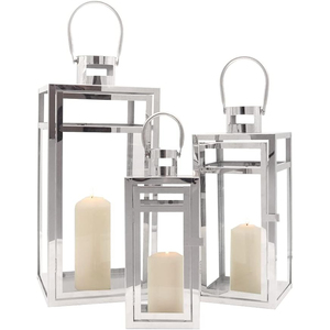 <b>Set</b> Of 3 Vintage Metal Decorative Candle <b>Lanterns</b> Stylish Hanging Candle Holders With Tempered Glass For Indoor Outdoor Events - Product Image 5