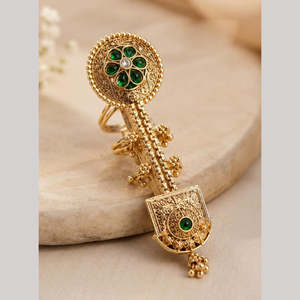 Vintage Gemstone Statement Double Finger <b>Ring</b> for Women Resizable Party Wear Band <b>Ring</b> - Product Image 3