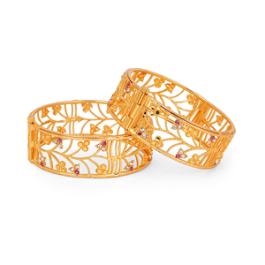 Pulsera de Metal con Acabado Dorado de Primera Calidad, con Diseño Decorativo de Hojas y Flores, Ideal para Celebraciones Nupciales - Product Image 3