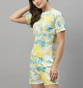 Tenues d'été pour femmes, ensembles t-shirt et short, ensemble court deux pièces, ensembles de shorts cyclistes vierges pour femmes, shorts personnalisés pour femmes - Product Image 2