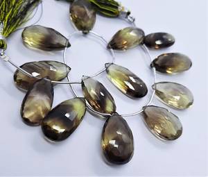 AAA Natural Bio Lemon Faceted Pear Shape Briolette 11x18-13x22MM Bio Lemon Gemstone Beads 7.5Inch Strand For Jewelry Making Bulk - Product Image 1