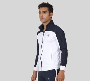 Chaqueta cortavientos para hombre con bloques de color azul y blanco, con cremallera, ligera, para ropa de calle. - Product Image 4
