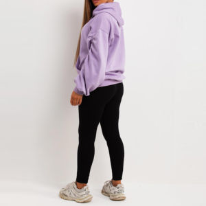 Sudadera con Capucha Morada Extra Grande para Mujer, Manga Farol, Forro Polar, Estampado de Dibujos Animados, Bolsillo Delantero, Ropa de Otoño, 100% Algodón - Product Image 2