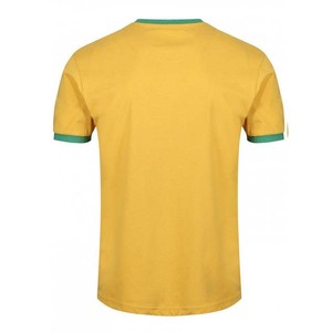T-shirts pour hommes de couleur jaune avec bordure verte, manches courtes, vente en gros, best-seller - Product Image 2