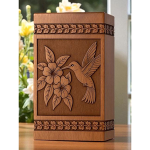 Luxury Hand-Carved Wooden Urn for Ashes Wooden Cremation Urn with <b>Secure</b> <b>Screw</b> Lid urn by AYAANS CREATIONS - Product Image 1