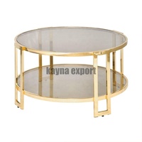 Table centrale moderne en verre trempé avec cadre en acier inoxydable doré pour décoration de salon et de chambre à coucher