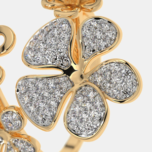 Women's <b>Gold</b> Plated Flower <b>Cocktail</b> <b>Ring</b> With Crystal Rhinestone Pave Setting Romantic Style Everyday Wear - Product Image 3