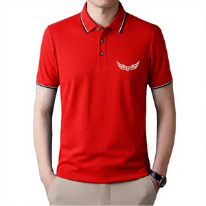 Camisa de Manga Corta Azul para Hombre, con Logotipo Bordado, Formal, de Punto, Poliéster/Algodón, Secado Rápido, Transpirable, Corte Regular - Product Image 6