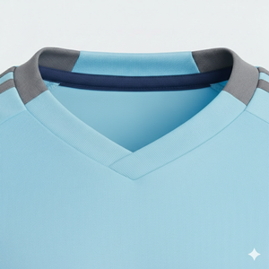 Ensemble de maillot et short de football bleu clair pour homme, col rond, manches courtes, polyester respirant, uniforme de football toutes saisons - Product Image 5