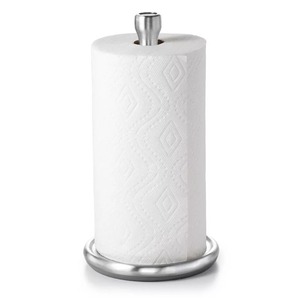 Porte-serviettes rond moderne en métal avec poignée grise et base métallique - Product Image 2