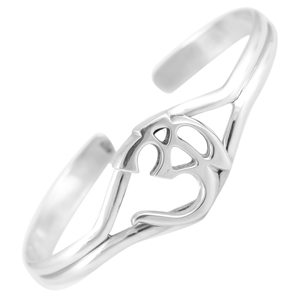 <b>Silver</b> Mountain Om Symbol Sterling <b>Silver</b> Open <b>Cuff</b> Bangle for Unisex/Women's Minimalist Modern Design - Product Image 1