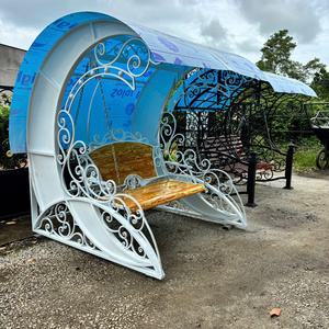 Outdoor Wrought Iron <b>Swing</b> Chair Patio Garden <b>Swing</b> Set Heavy Duty Metal Frame Elegant Design Rust Resistant Finish - Product Image 3