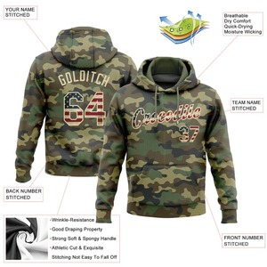 Sudadera con Capucha de Camuflaje Personalizada para Hombre, con Nombre y Número, Estampado de Bandera de EE. UU., Ropa Casual de Otoño, Corte Regular - Product Image 2