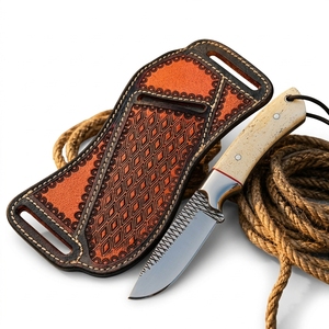 Couteau à lame fixe en acier au carbone pour la chasse et les activités de plein air, manche en os, étui en cuir, fournisseur direct d'usine OEM, vente en gros - Product Image 2