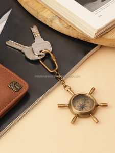 Vintage Solid Brass Compass Keychain & Key <b>Ring</b> with Custom Logo-Fast Delivery for Outdoor Travel Camping Hiking & Navigation - Product Image 6