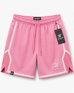 Shorts de basketball en maille premium, taille élastique, écologiques, séchage rapide, anti-plis, design sportif uni, tissu respirant, coupe décontractée - Product Image 4