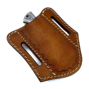 Handmade Leather Pouch Folding Knife Stainless Steel Folding Blade Leather Pouch Wooden Handle Outdoor Pocket Utility Equipment - Product Image 6