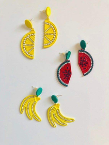 Boucles d'oreilles pendantes en perles de rocaille roses, bleues et blanches, bijoux faits à la main, accessoires de mode pour femmes, design circulaire, style bohème - Product Image 4