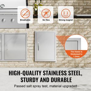 Singola cucina esterna in acciaio inox a filo porta 17W X 24H pollici porta di accesso per barbecue maniglia verticale per isola grigliate - Product Image 3