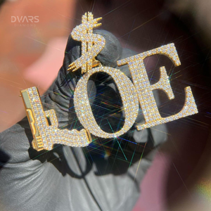 Pendentif Bali en argent 925, entièrement serti de moissanite VVS, avec nom personnalisé, signe dollar hip-hop de luxe certifié - Product Image 3