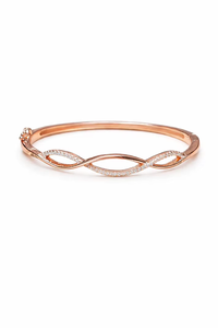 กำไลข้อมือเพชรทรงอินฟินิตี้ทองคำโรสโกลด์ 14K ประดับเพชรเลี้ยงในห้องปฏิบัติการ ดีไซน์เกลียวคลื่น สวยหรู เป็นของขวัญสำหรับผู้หญิง ชุดกำไลเจ้าสาว - Product Image 5