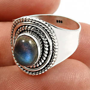 925 Solid Sterling Silver Bezel Setting <b>Ring</b> With Genuine Oval Shaped <b>Labradorite</b> Gemstone Stunning Bohemian Jewelry Collection - Product Image 3