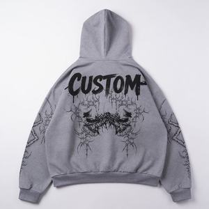 Hoodie personnalisé à épaules tombantes en molleton de coton épais pour les labels de streetwear américains, avec impression en relief - Product Image 5