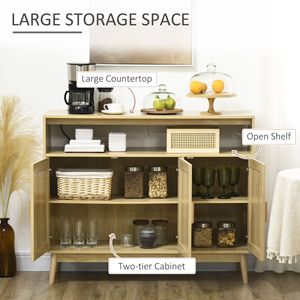 "Handmade Solid Oak Rattan <b>Sideboard</b> Buffet Cabinet for Villa & Farmhouse Living" - Product Image 4