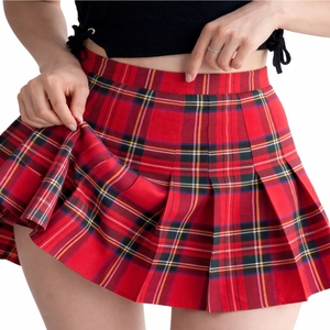 Jupe plissée mini à carreaux de couleur unie pour femmes, taille haute, décontractée, tendance, en tissu doux, coupe confortable - Product Image 3