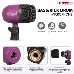 Kit de Micrófonos de Batería de 5 Núcleos, 9 Piezas, Micrófonos de Batería Totalmente Metálicos, Tom/Snare y Platillos, Juego de Micrófonos con Cable para Instrumentos de Percusión - Product Image 2