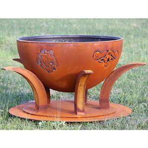 Linea Exports Inc <b>Fire</b> <b>Pits</b> Metal Cast Iron Round <b>Camping</b> Outside Patio Backyard <b>Fire</b> <b>Pit</b> Outdoor Wood Burning Firepit - Product Image 2