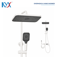 Système de douche thermostatique numérique blanc avec affichage, pommeau de pluie carré, douchette à main et pulvérisateur de bidet pour salle de bain moderne
