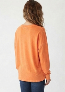 T-shirts personnalisés à manches longues et col en V pour femmes, style streetwear oversize, en coton épais, coupe ample - Product Image 5